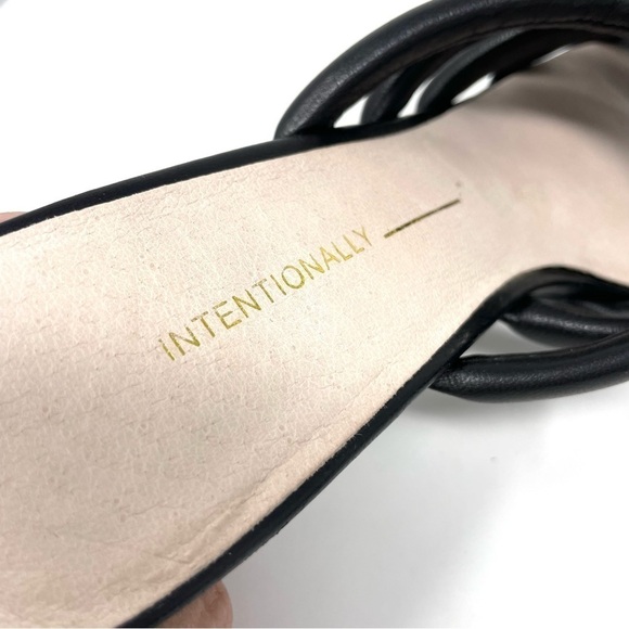 Intentionally Blank Willow III Black Tubular Leather Strap Slide Sandals Size 8 - Picture 10 of 13